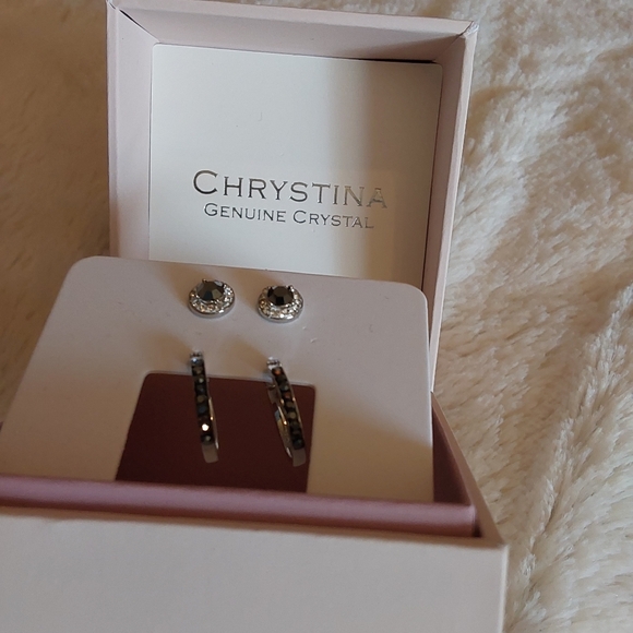 🌺 NIB Chrystina Genuine Crystal 4-Piece Earring Set - Picture 7 of 9